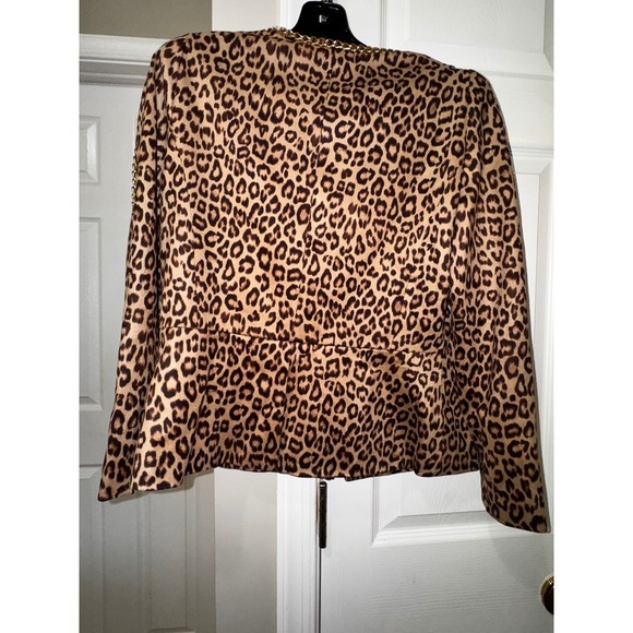 Boston Proper Leopard Print Chain Trim Blazer Jacket - Statement Piece - Picture 8 of 9